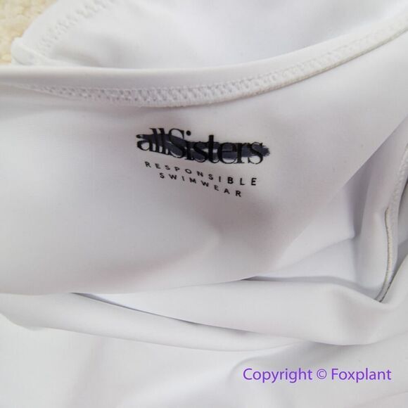NEW Allsisters isometric one piece plunge open back swimsuit white, size L - Picture 10 of 14
